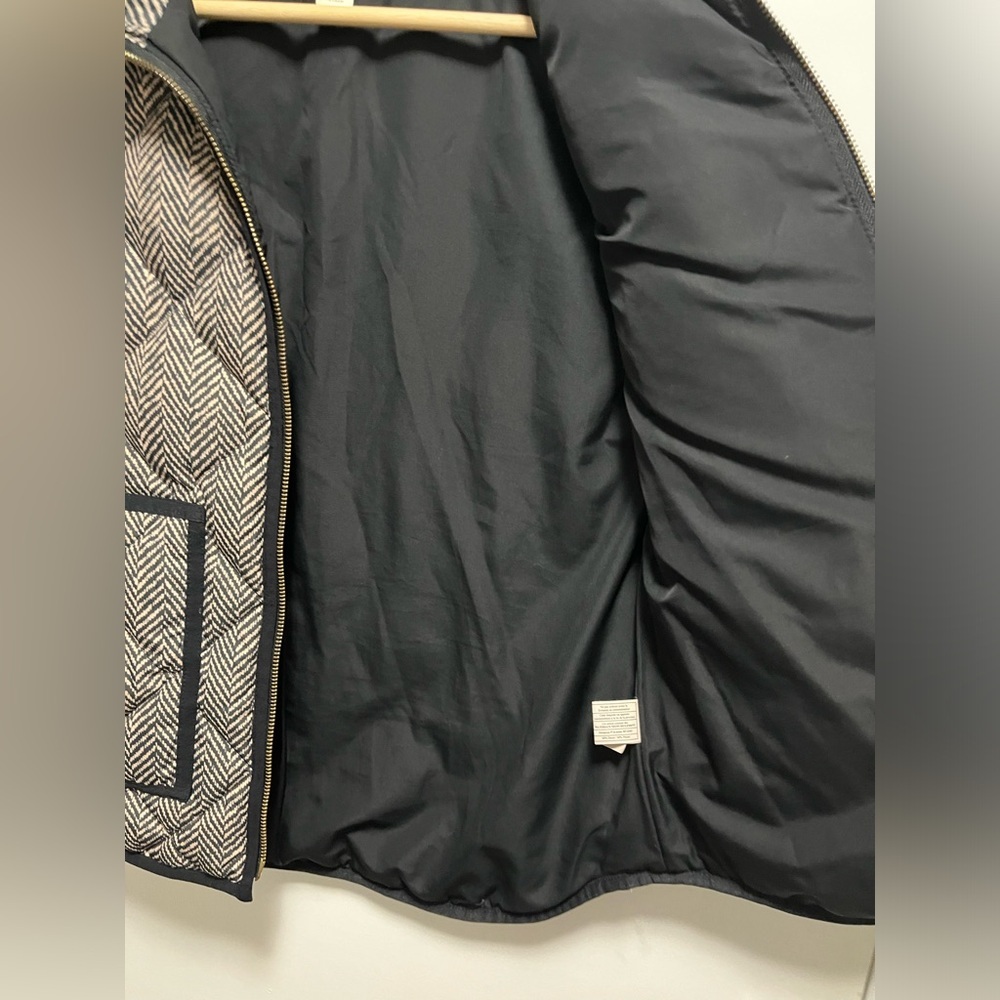 J. Crew Down Quilted Puffer Vest Black And Cream Double Zipper Size Small - Picture 5 of 7